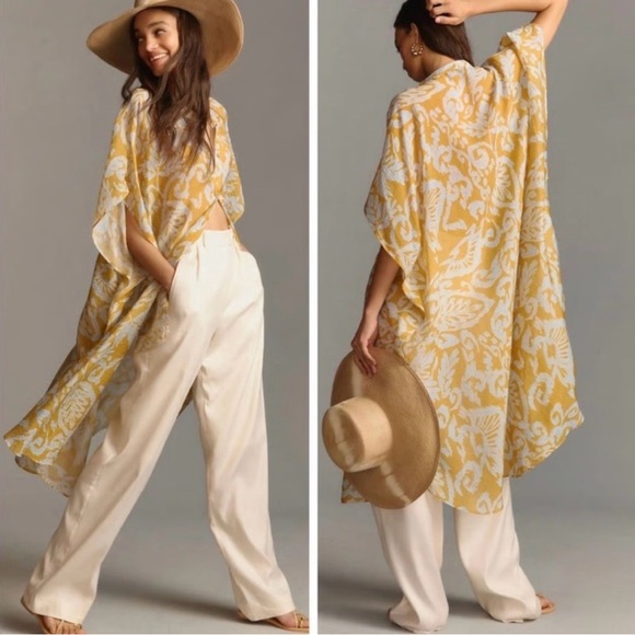 Anthropologie Printed Sheer Kaftan Dress - Picture 1 of 8